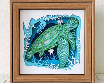 Sea Turtle 3D Shadow Box SVG, Multilayer Mandala Wall Art (Digital Download)