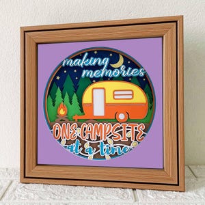 Caravane camping camping Shadow Box 3D / Faire des souvenirs un camping à la fois / Papier cartonné couche Happy Camper / SVG pour projet Cricut / Camping SVG