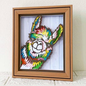 Peeking Lama 3D Shadow Box SVG/alpaga coloré Papercut/ Lama Mandala couche cartonné/animal 3D Art papier/pour Cricut/pour Silhouette