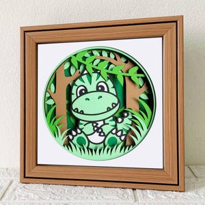 Baby Dinosaurier Schatten Box SVG / T-Rex 3D Schicht SVG / Geburtstagsgeschenk für Kinder / Baby Kinderzimmer / Babyparty / SVG für Cricut Projekt / für Silhouette