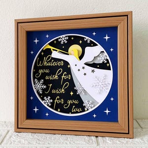 Christmas Angel Shadow Box SVG/Trompet Angel Christmas Gift Card/3D-laag karton/Kerst Cricut-project/voor Cricut/Voor silhouet