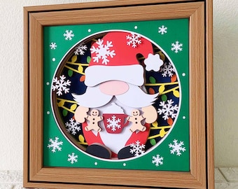 Christmas Gnome 3D Shadow Box SVG/ Cute Gnome Shadow Box/ Christmas Gift Box/ Gnome Christmas 3D SVG/ SVG File For Cricut/ For Silhouette