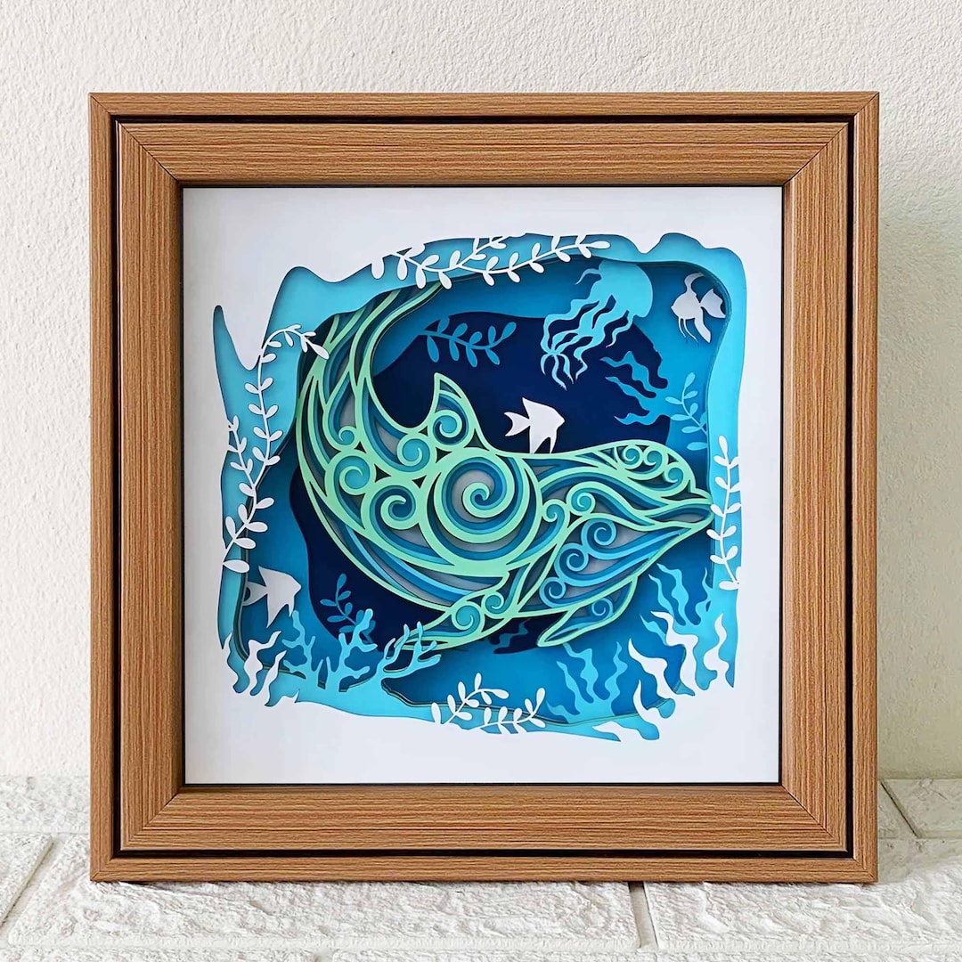Dolphin 3D Shadow Box SVG, Multilayer Mandala Wall Art (digital ...