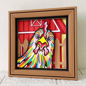 Galinha 3D em camadas SVG para cartolina/decoração de casa de fazenda/galinha de fazenda Pop Art/galinha colorida 3D Papercraft/para Cricut/para Silhouette