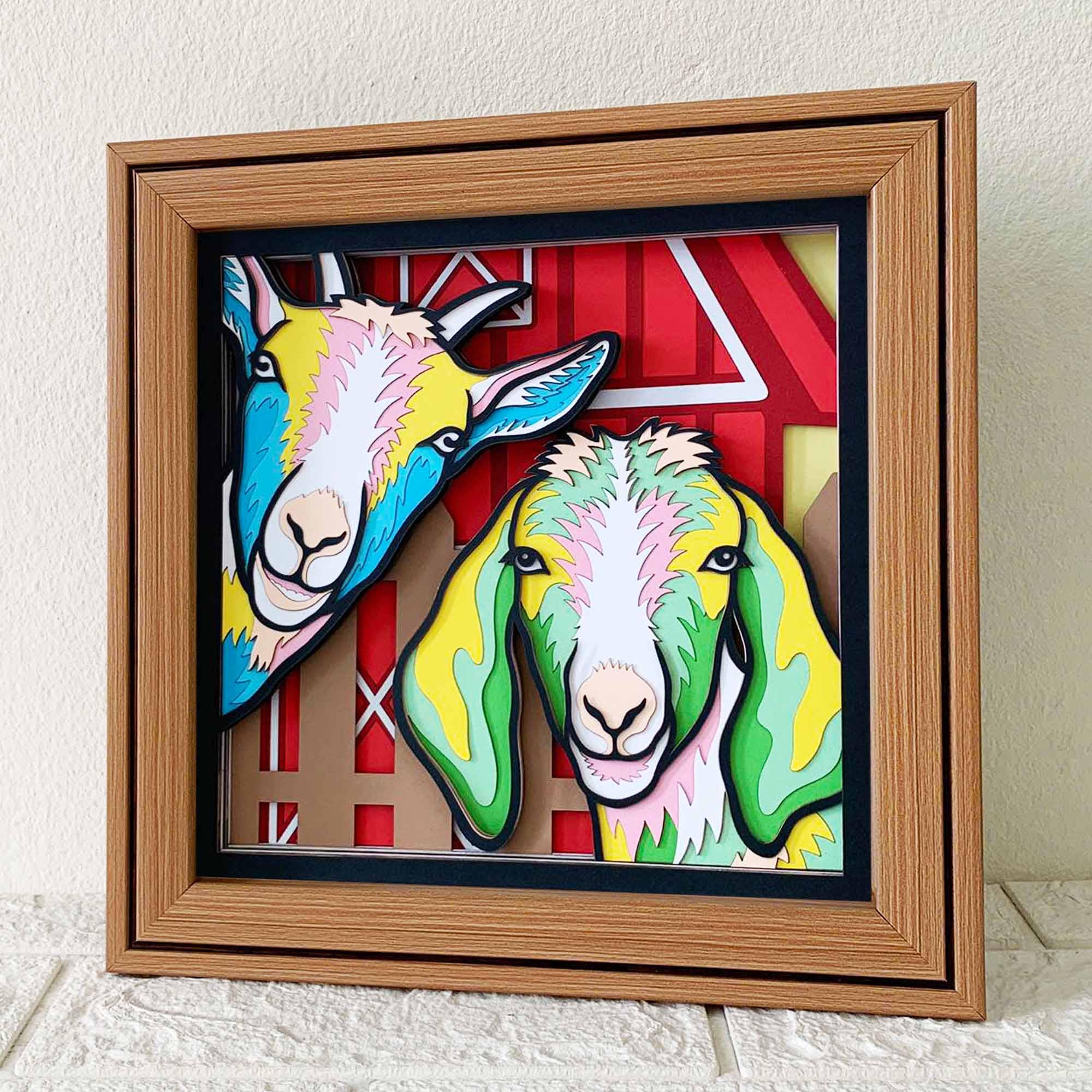Goats 3D Layered SVG for Cardstock/ Farmhouse Decoration