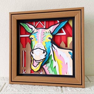 Âne 3D en couches SVG pour papier cartonné/ décoration de ferme/ animal de grange Pop Art/ âne coloré 3D Papercraft/ pour Cricut/ pour Silhouette