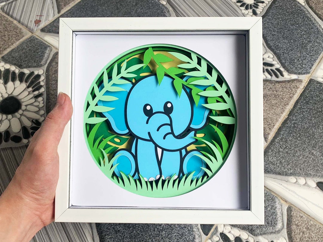 Elephant Shadow Box SVG/ 3D Animal SVG/ Nursery Room Decor/ - Etsy