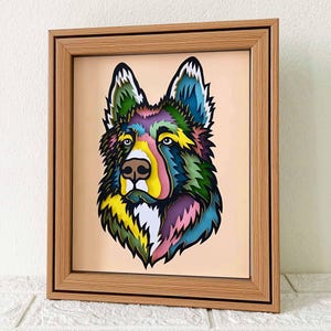 Deutscher Schäferhund 3D Shadow Box SVG / Bunter Hund Papierschnitt Kunst / 3D Hundeschicht Karton / Cricut Haustier Gedenkgeschenk / Für Cricut / Für Silhouette