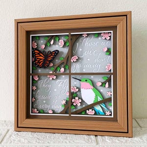 Hummingbird And Butterfly Memorial 3D Shadow Box SVG / Christmas Memorial Papercut / 3D Layer SVG Cardstock / Cricut Project / For Silhouette
