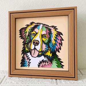 Berner Berg 3D Shadow Box SVG / 3D Bunter Hund Papierschnitt / Cricut Haustier Gedenkstätte SVG / Haustier Schicht 3D Karton / Für Cricut / Für Silhouette