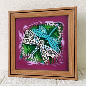 Scatola di ombre 3D con libellule in formato SVG/Mandala con libellula multistrato/Cartongesso a strati 3D/Regalo di anniversario/Per Cricut/Per Laser/Per Silhouette