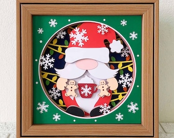 クリスマスノーム 3D シャドウボックス SVG、Cricut シルエットファイル（デジタルダウンロード）