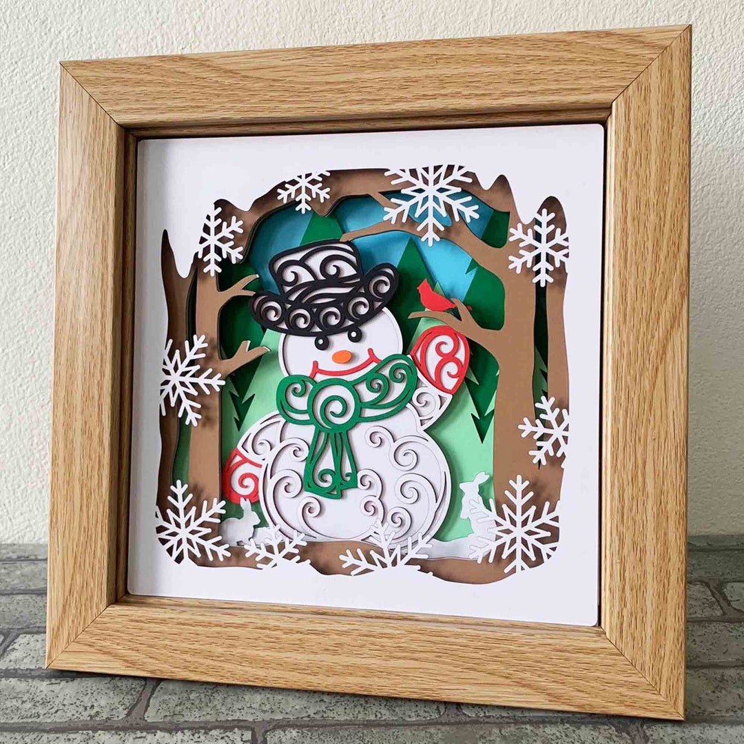 Snowman Shadow Box SVG/ Christmas Home Decor/ Winter Snowman - Etsy