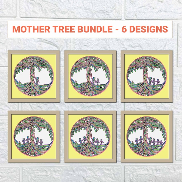 Mother Tree Of Life Mandala SVG/ Multilayer Mother Shadow Box/ Gift For Mama/ Mother's Day Gift Box/ Shadow Box Mom/ Grandma And Childs SVG