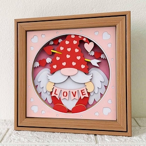 Scatola portaoggetti 3D con gnomo di San Valentino in formato SVG/Scatola portaoggetti Cupido/Scatola regalo di San Valentino/Coppia di gnomi innamorati in formato 3D in formato SVG/File SVG per Cricut/Per Silhouette