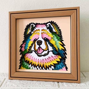 Chow Chow 3D Shadow Box SVG / Bunter Hund 3D Papierschnitt Kunst / 3D Haustier Layered Cardstock / Cricut Hund Gedenkgeschenk / Für Cricut / Für Silhouette