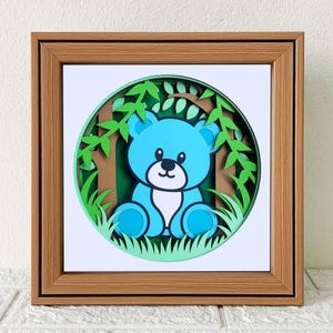 Teddy Bear Shadow Box SVG, Cub Baby Shower Nursery Decor (Digital File)
