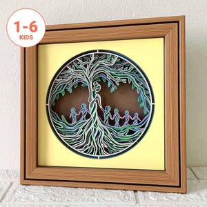 Moeder levensboom mandala SVG/Meerlaagse moederschaduwdoos/cadeau voor mama/Moederdag cadeaudoos/schaduwdoos moeder/oma en kind SVG