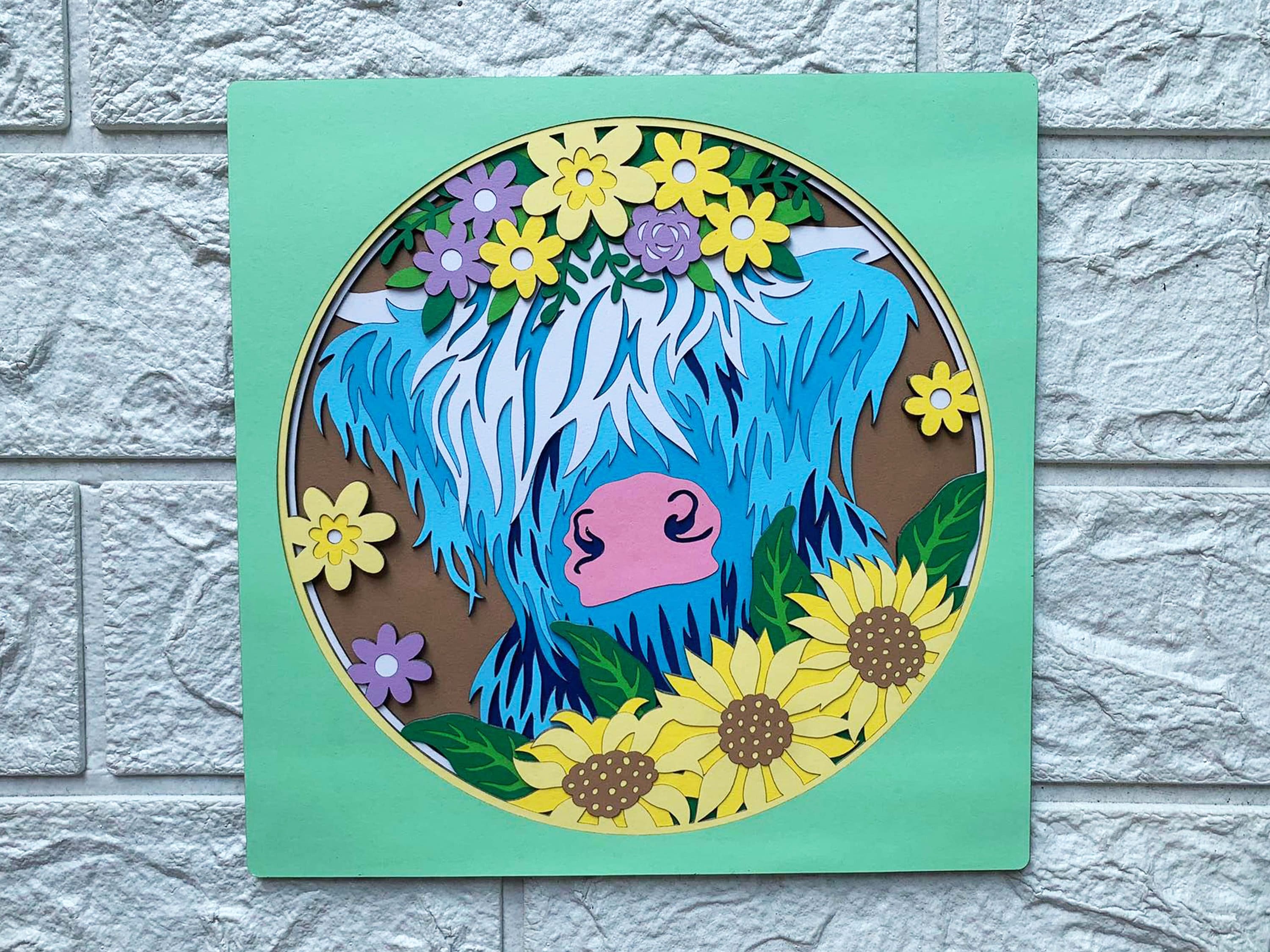 Highland Cow 3D Shadow Box SVG/ Sunflower Cow 3D Layer - Etsy Australia