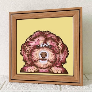 Caja de sombras 3D SVG de labradoodle asomado/ Arte de papel recortado de cachorro de doodle/ Cartulina con capas de perro 3D/ Memorial de mascotas de Cricut/ Para Cricut/ Para Silhouette