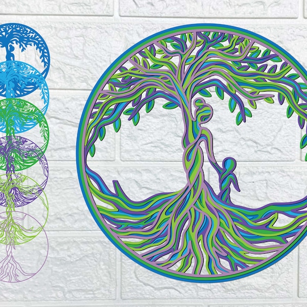 Mom Of Only Child 3D Mandala SVG/ Mother Tree Of Life Mandala/ Multilayer Mother Day/ Gift For Mama/ SVG For Cricut Project/ Shadow Box SVG