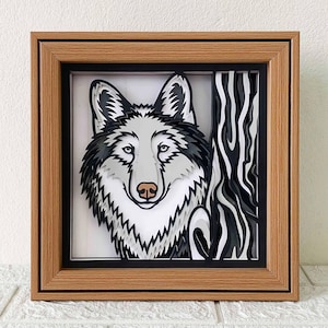 Peeking Wolf 3D Shadow Box SVG, Layered Cardstock Mandala (Digital Download)