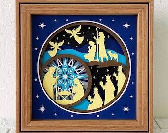 Nativity Scene Shadow Box SVG, 3D Cardstock Christmas Decor (Digital Download)
