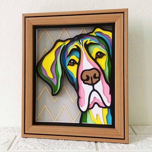 Alano che sbircia 3D a strati SVG per cartoncino/ Alano colorato 3D Shadow Box SVG/ Regalo commemorativo per cane Cricut/ Per Cricut/ Per Silhouette