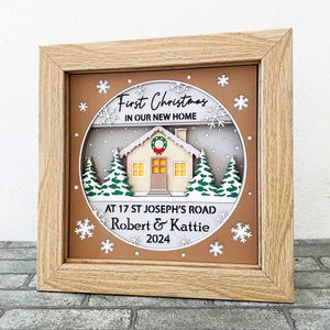 SVG 3D personnalisé Noël maison neuve/cadeau de Noël maison neuve/boîte ombre de Noël/première maison 2024/pour Cricut/pour Silhouette