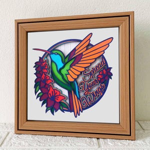 Colibri 3D Shadow Box SVG/ Colibri papercut 3D/ déployez vos ailes/ papier cartonné SVG couche 3D/ SVG pour projet Cricut/ pour Silhouette