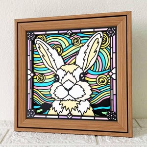 Lapin 3D SVG en couches pour papier cartonné / Lapin 3D Shadow Box SVG / Art coloré du jour de Pâques / Lapin 3D Papercraft SVG / pour Cricut / pour Silhouette
