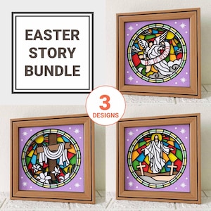 Lot de Pâques histoire Shadow Box SVG / décoration du jour de Pâques / histoire de la résurrection de Jésus SVG / Pâques Jésus ressuscité / SVG pour Cricut / pour Silhouette