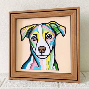 Jack Russell 3D Shadow Box SVG / kleurrijke hond papercut kunst / 3D hond laag karton / Cricut huisdier Memorial cadeau / SVG voor Cricut / voor silhouet