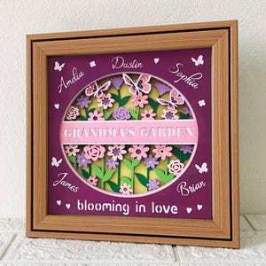 Omas Garten 3D Shadow Box SVG / Geschenk für Mama 3D SVG / Muttertag Cricut Projekt / Personalisieren Enkel Name / Für Cricut / Für Silhouette