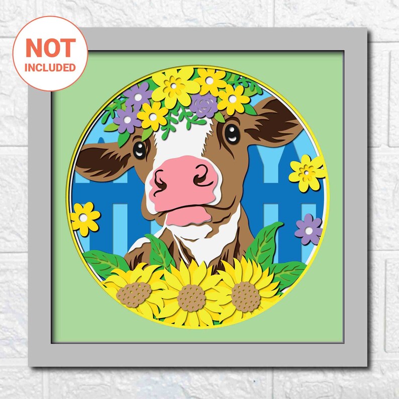 Highland Cow 3D Shadow Box SVG/ Sunflower Cow 3D Layer - Etsy Norway