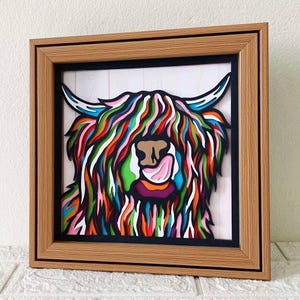 Highland Cow 3D Layered SVG For Cardstock/ Colorful Cow Wall Art/ Multicolor Cow 3D Mandala/ Highland Cattle SVG/ For Cricut/ For Silhouette