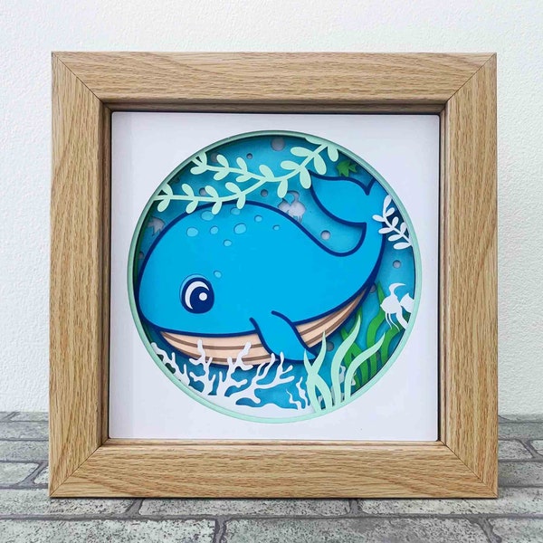 Whale Shadow Box SVG/ Sea Animal SVG/ Nursery Room Decor/ Birthday Gift For Kids/ Sealife 3D Layer SVG/ For Cricut Project/ For Silhouette