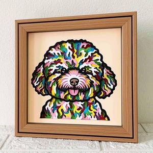 Bichon frisé 3D Shadow Box SVG/ Papier découpé chien coloré/ Papier cartonné couche chien 3D/ Cadeau commémoratif pour animaux de compagnie Cricut/ Pour Cricut/ Pour Silhouette