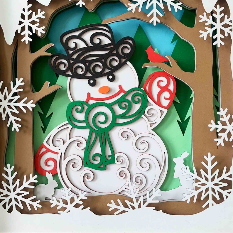 Snowman Shadow Box SVG/ Christmas Home Decor/ Winter Snowman - Etsy