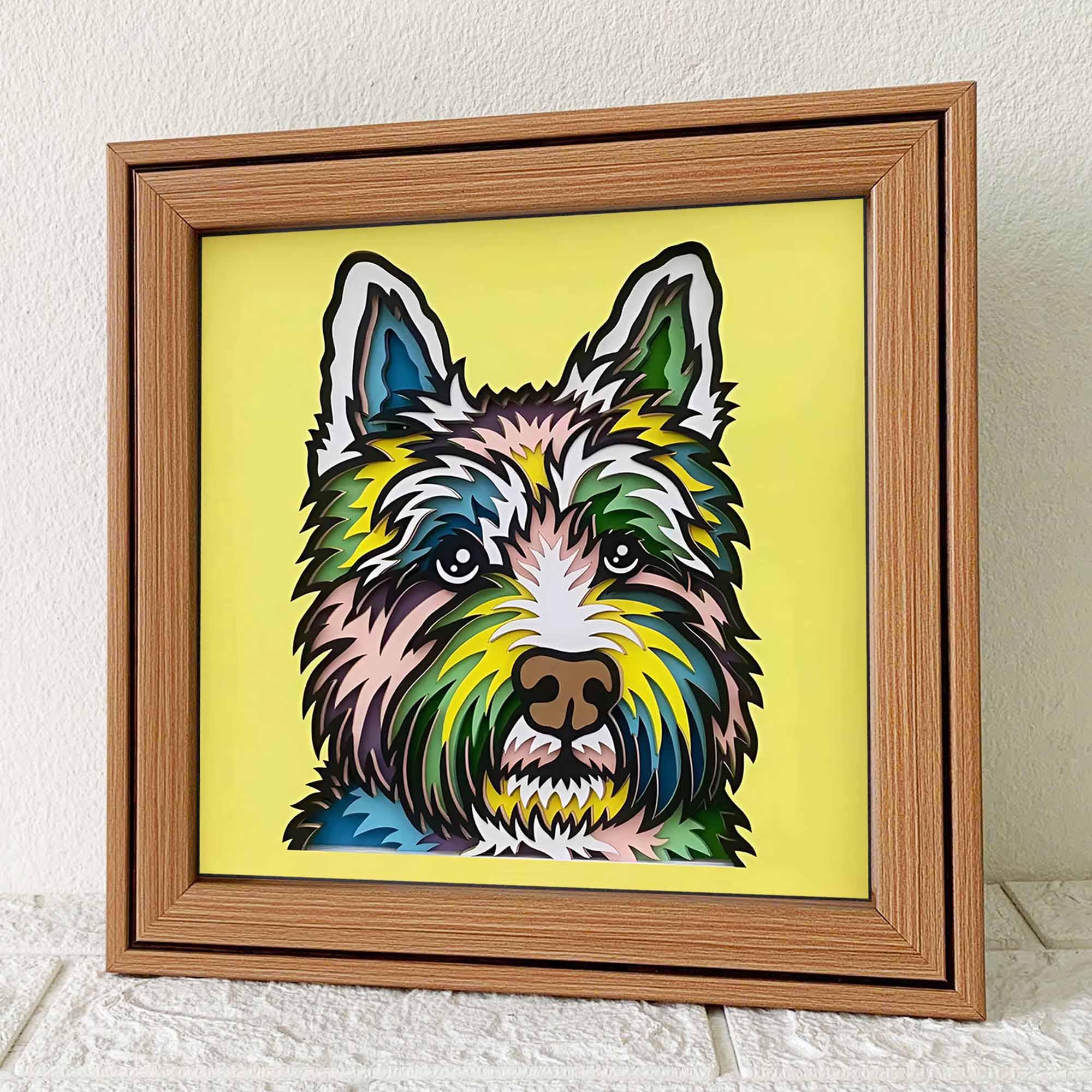 Westie 3D Shadow Box SVG/ Colorful Dog 3D Papercut/ West Highland Terrier Layer Cardstock/ Pet Memorial Gift/ For Cricut/ For Silhouette