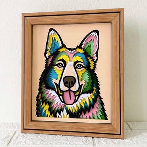 Deutscher Schäferhund Smiley 3D Schattenbox SVG/ Bunter Hund Papierschnitt/ Hundeschicht Karton/ Cricut Haustier Gedenkgeschenk/ Für Cricut/ Für Silhouette