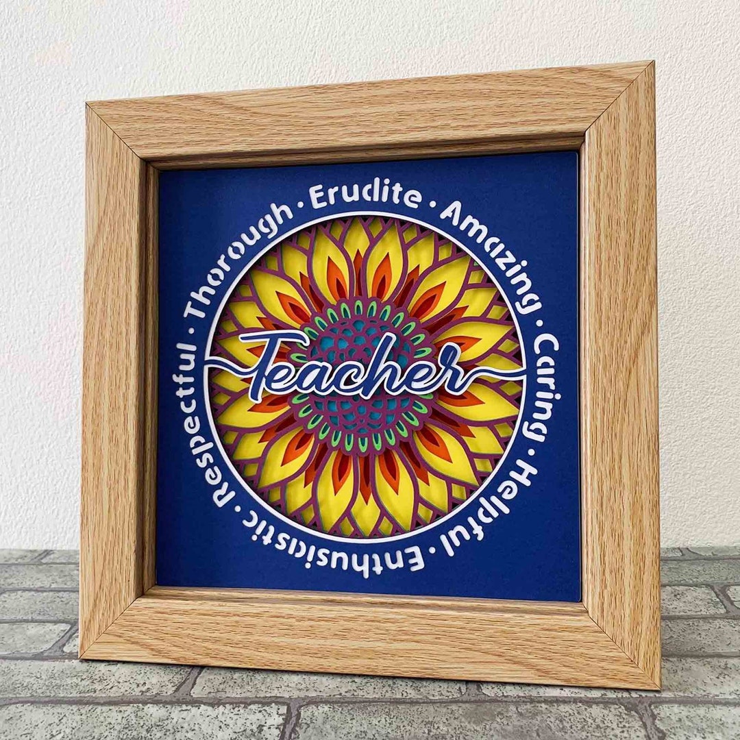 Teacher Definition 3D Shadow Box SVG/ Sunflower Gift for Teacher/ Back