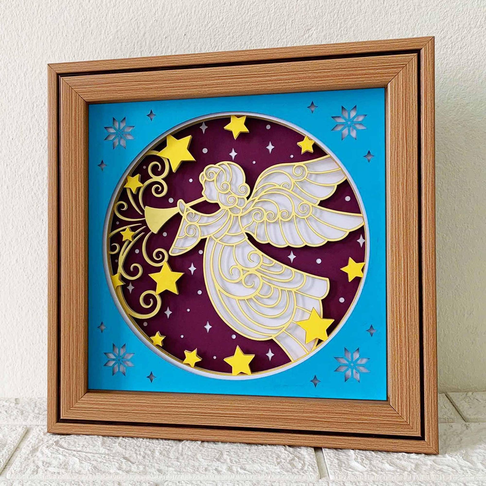 3D Christmas Angel Shadow Box SVG, Mandala Cardstock Project (digital ...
