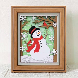 Snowman Cardinals Shadow Box SVG: Winter Papercraft Christmas Decor (Digital Download)