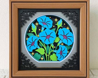 Morning Glory 3D Shadow Box SVG/ 3D Papercut Art Morning Glory/ September Birth Flower Layer Cardstock/ For Cricut/ For Silhouette
