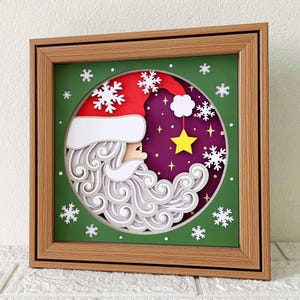 3D Santa lune Shadow Box SVG / Santa Believe Christmas / Santa Believe Christmas / Papier cartonné en couches 3D Père Noël / Noël Cricut Project / SVG pour Cricut / pour Silhouette