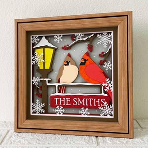 Kardynałowie na latarni 3D Shadow Box SVG / Memorial Shadow Box / Cardinal Christmas Memorial / Memorial 3D SVG / Cricut Project / For Silhouette