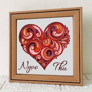 Spiral Heart 3D Shadow Box SVG/ Wielowarstwowe serce mandali SVG/ Warstwa wycinanego papieru serca/ Warstwa ślubna kartonu/ Do Cricut/ Do sylwetki