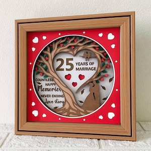 3D liefde jubileum boom SVG/huwelijksverjaardag 3D gelaagde SVG/Valentijnsdag geschenkdoos/Valentijn papercut/voor Cricut/Voor silhouet