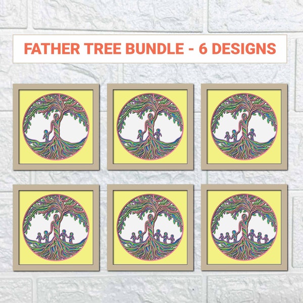 Father Tree Of Life Mandala SVG/ Multilayer Father Shadow Box/ Gift For Dad/ Father's Day Gift Box/ Shadow Box Dad/ Grandpa And Childs SVG